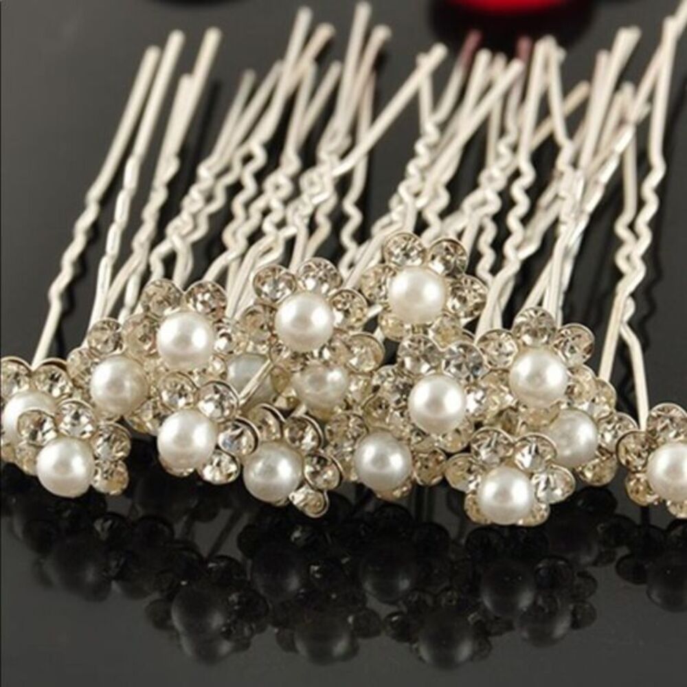 Pearl and Rhinestone Hair Pins